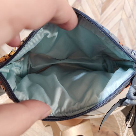 NWT Vera Bradley Tropical Evening Gray Floral Mirror Cosmetic Bag Mini Pouch - Picture 5 of 8